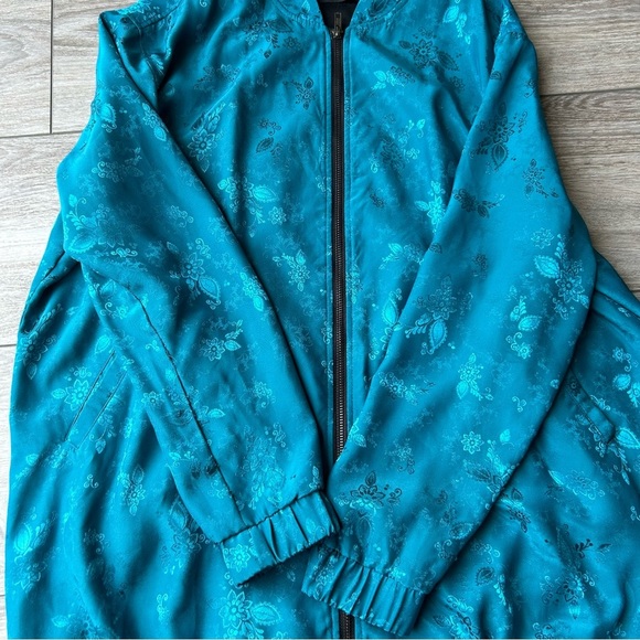 100%  Silk Floral Print Bomber Jacket - Picture 11 of 16